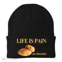 French Chocolatine Life Is Pain Au Chocolat Beanie thumb 0