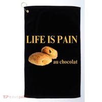 French Chocolatine Life Is Pain Au Chocolat Golf Towel thumb 0