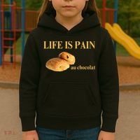 French Chocolatine Life Is Pain Au Chocolat Kids Hoodie thumb 3