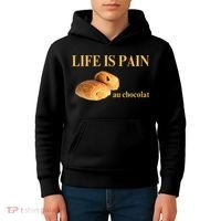 French Chocolatine Life Is Pain Au Chocolat Kids Hoodie thumb 4