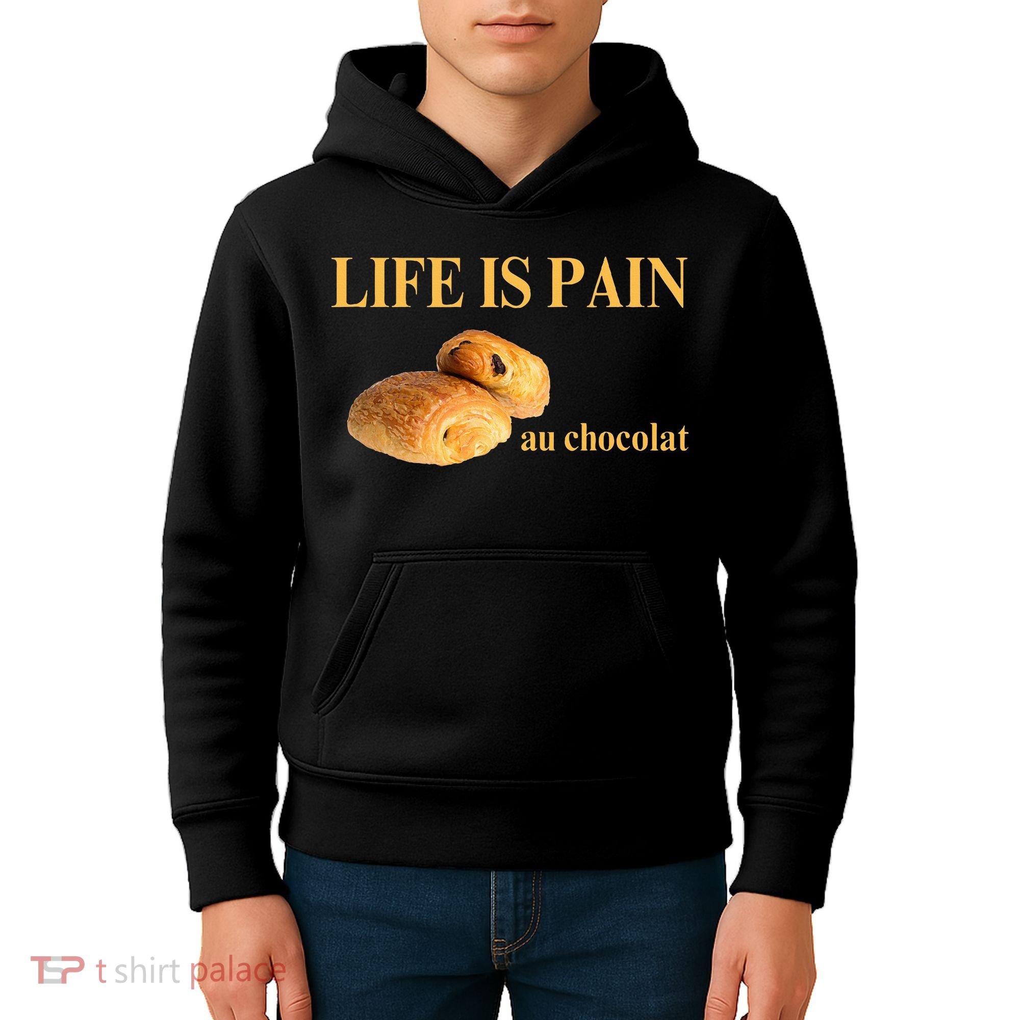 French Chocolatine Life Is Pain Au Chocolat Kids Hoodie