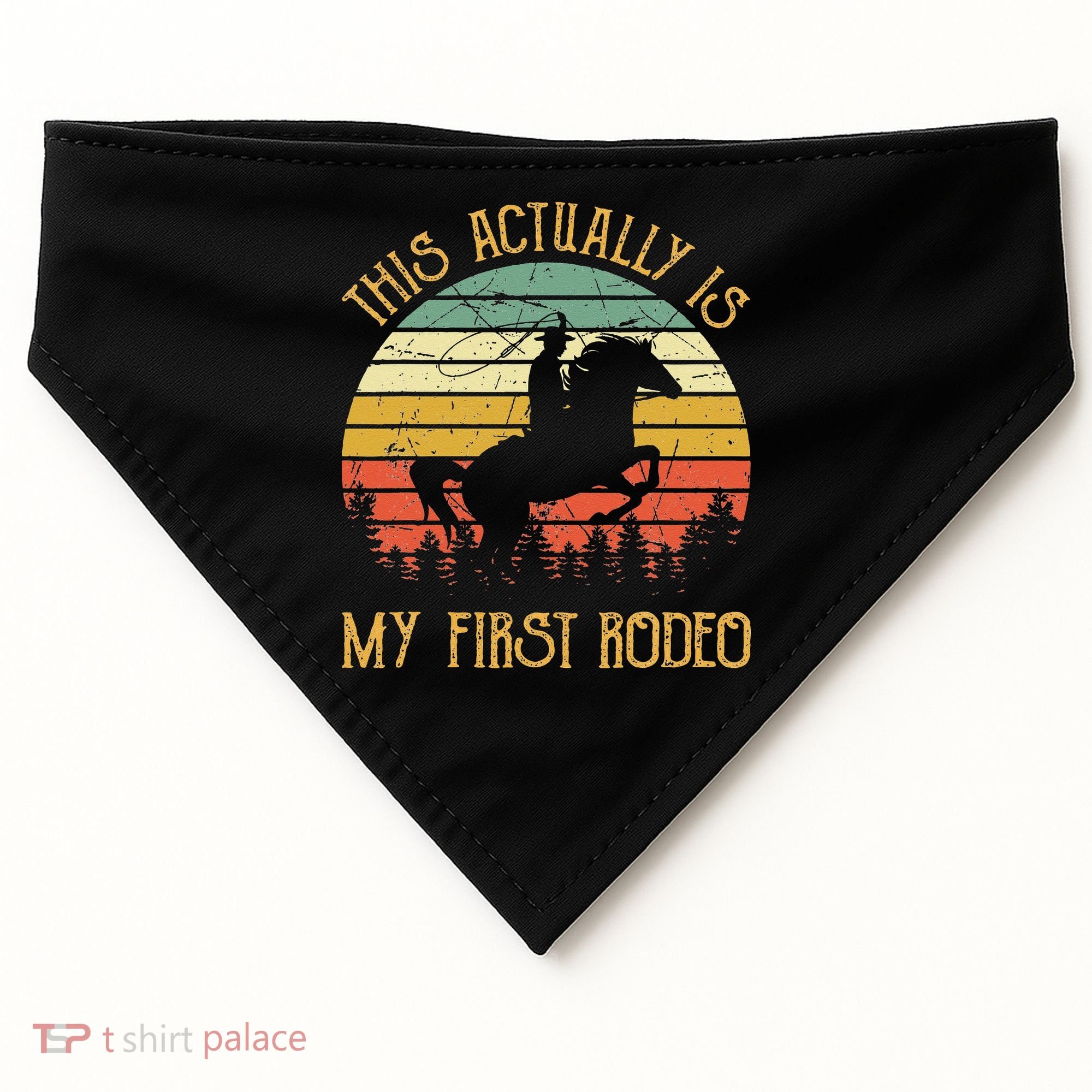 Funny Country Life Howdy This Actually Is My First Rodeo USA-Made Doggie Bandana