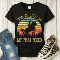 Funny Country Life Howdy This Actually Is My First Rodeo Women's T-Shirt thumb 3