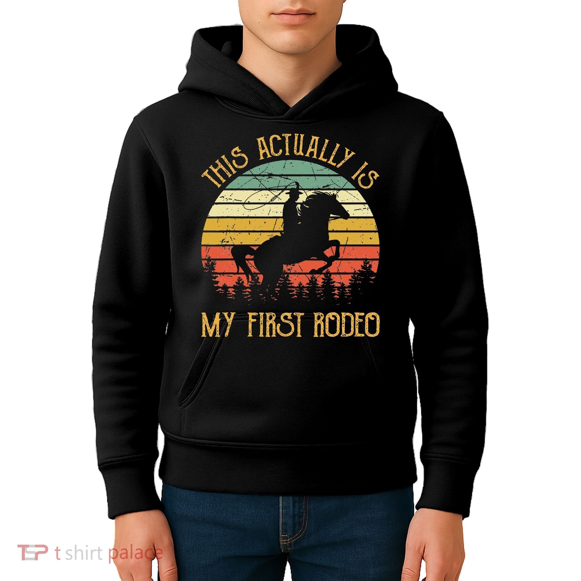 Funny Country Life Howdy This Actually Is My First Rodeo Kids Hoodie