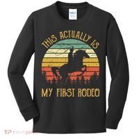 Funny Country Life Howdy This Actually Is My First Rodeo Kids Long Sleeve Shirt thumb 0
