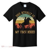 Funny Country Life Howdy This Actually Is My First Rodeo Kids T-Shirt thumb 0