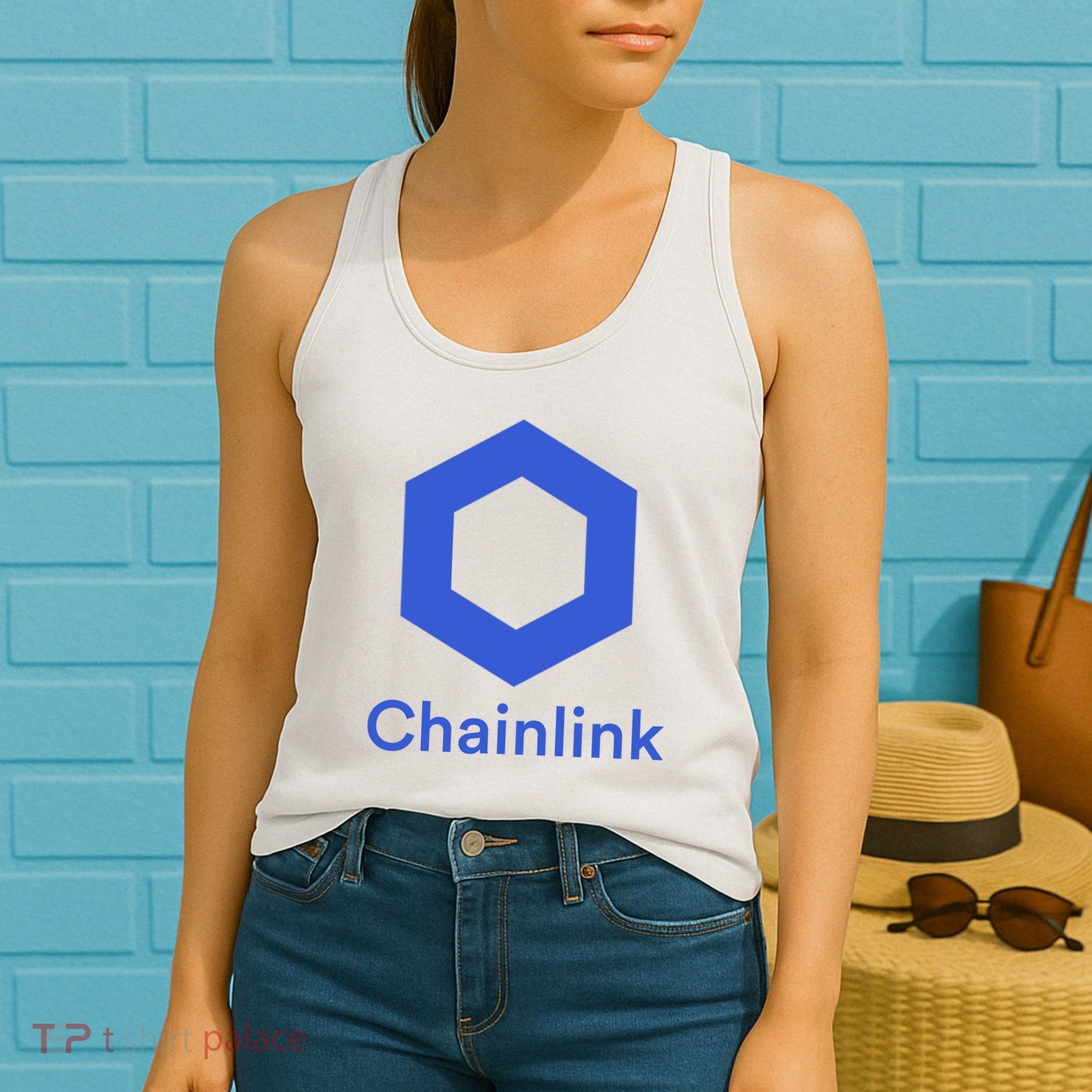 Funny Chainlink LINK Chainlink Blue Funny Chainlink Crypto Chainlink Merch Women's Tank Top