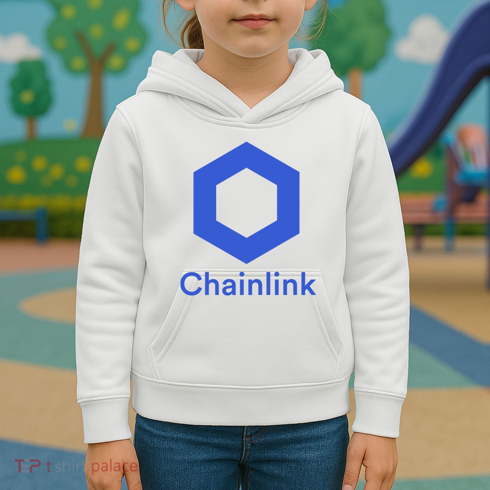Funny Chainlink LINK Chainlink Blue Funny Chainlink Crypto Chainlink Merch Kids Hoodie