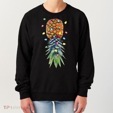 Funny Christmas Lights Upside Down Pineapple Swinger Funny Gift Women's Sweatshirt