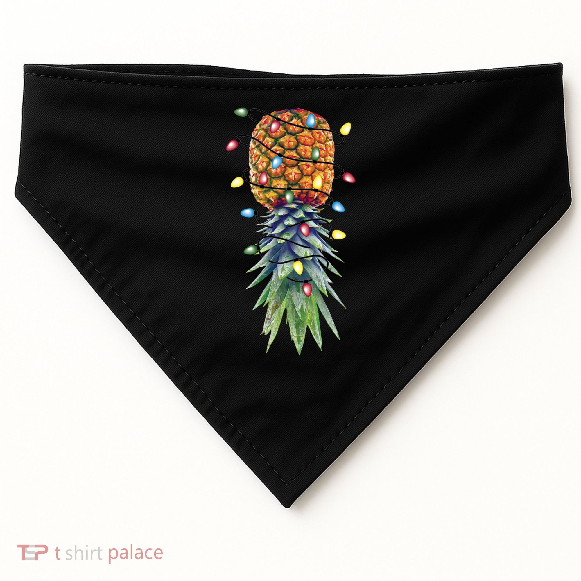 Funny Christmas Lights Upside Down Pineapple Swinger Funny Gift USA-Made Doggie Bandana