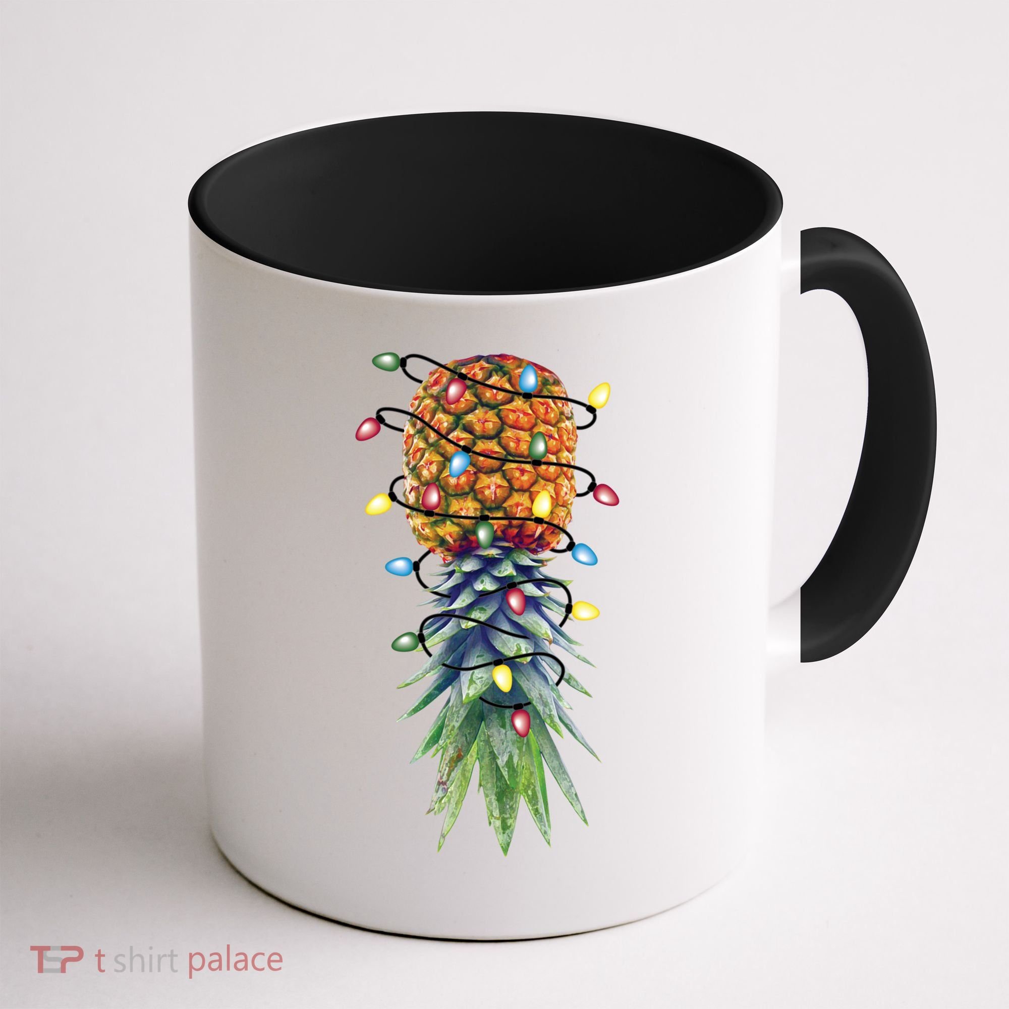 Funny Christmas Lights Upside Down Pineapple Swinger Funny Gift Coffee Mug