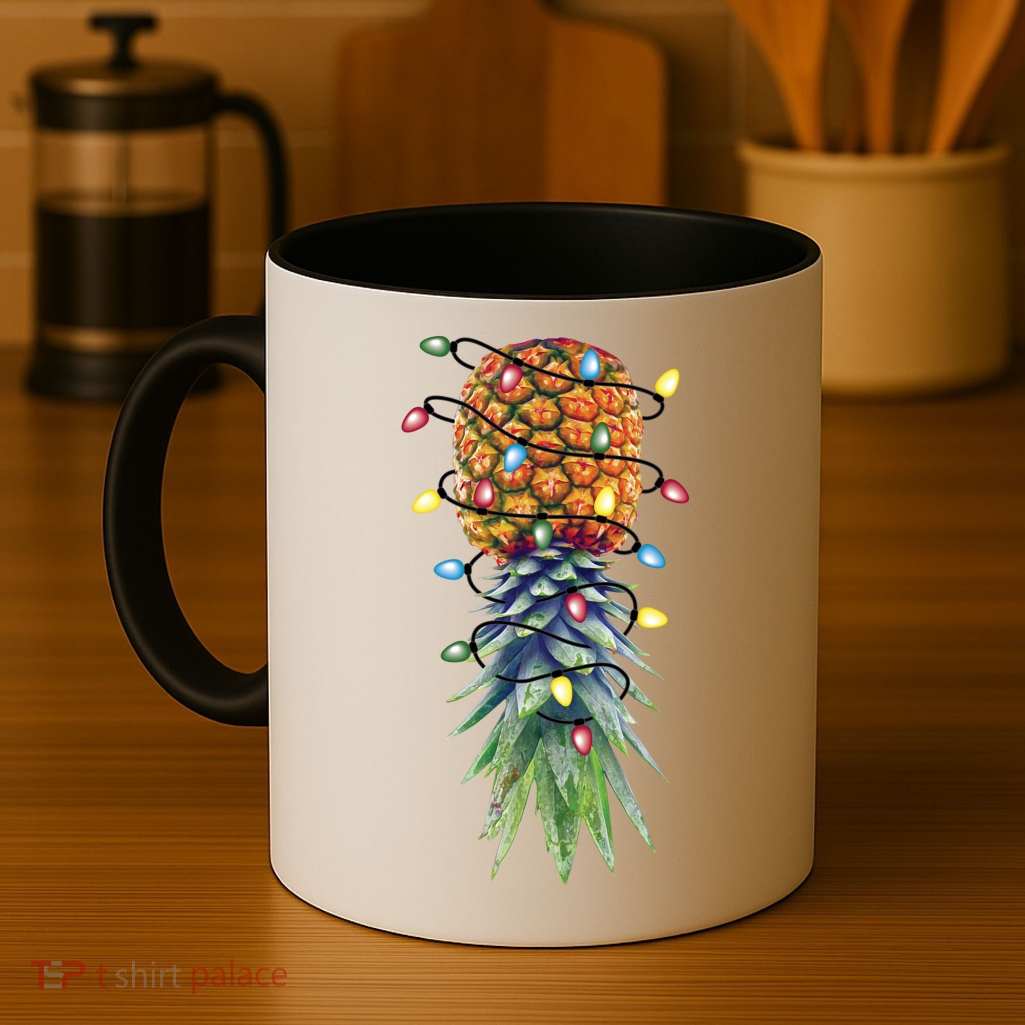 Funny Christmas Lights Upside Down Pineapple Swinger Funny Gift Coffee Mug