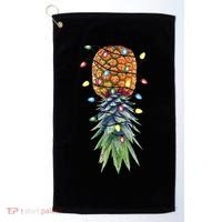 Funny Christmas Lights Upside Down Pineapple Swinger Funny Gift Golf Towel thumb 0