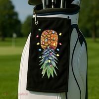 Funny Christmas Lights Upside Down Pineapple Swinger Funny Gift Golf Towel thumb 2