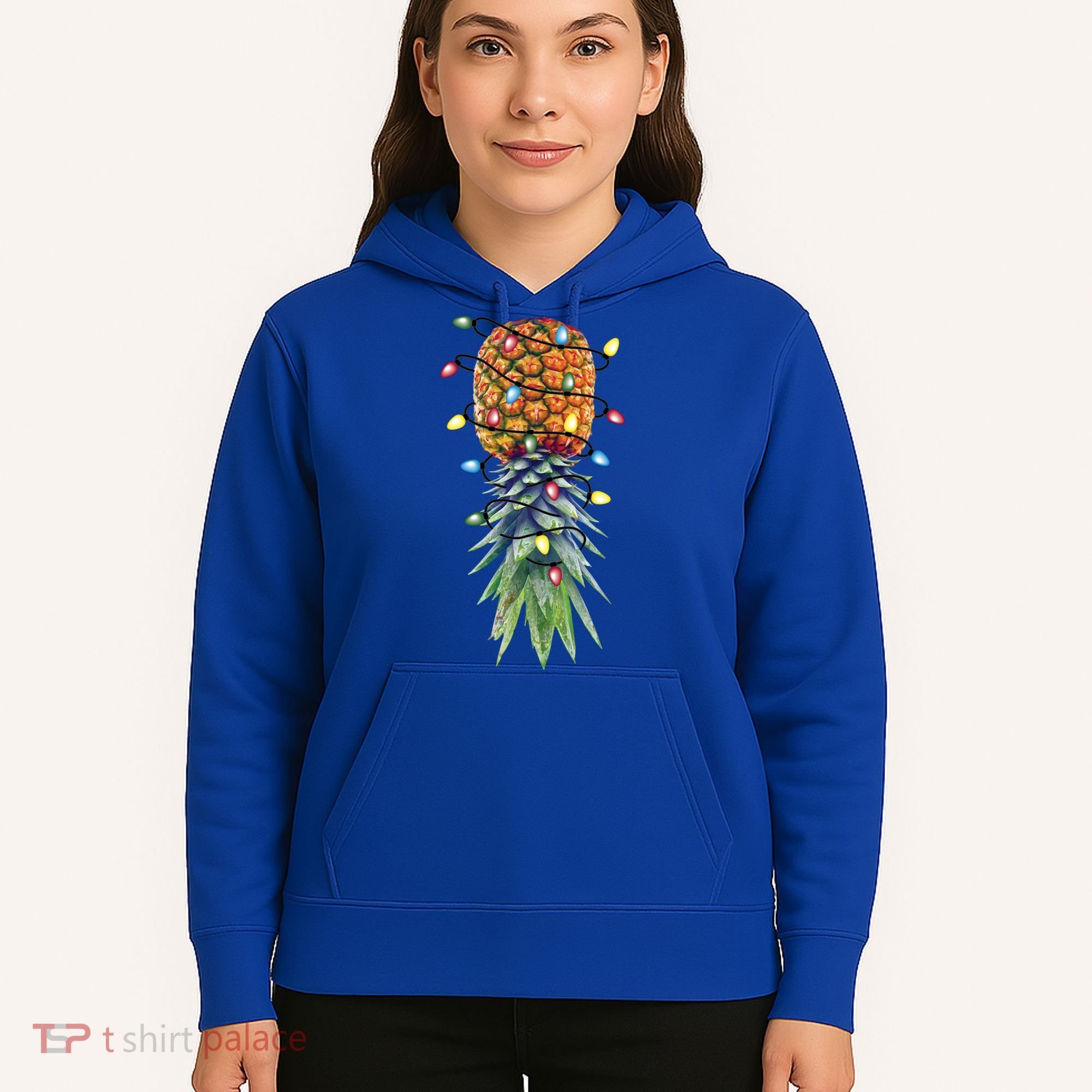 Funny Christmas Lights Upside Down Pineapple Swinger Funny Gift Hoodie