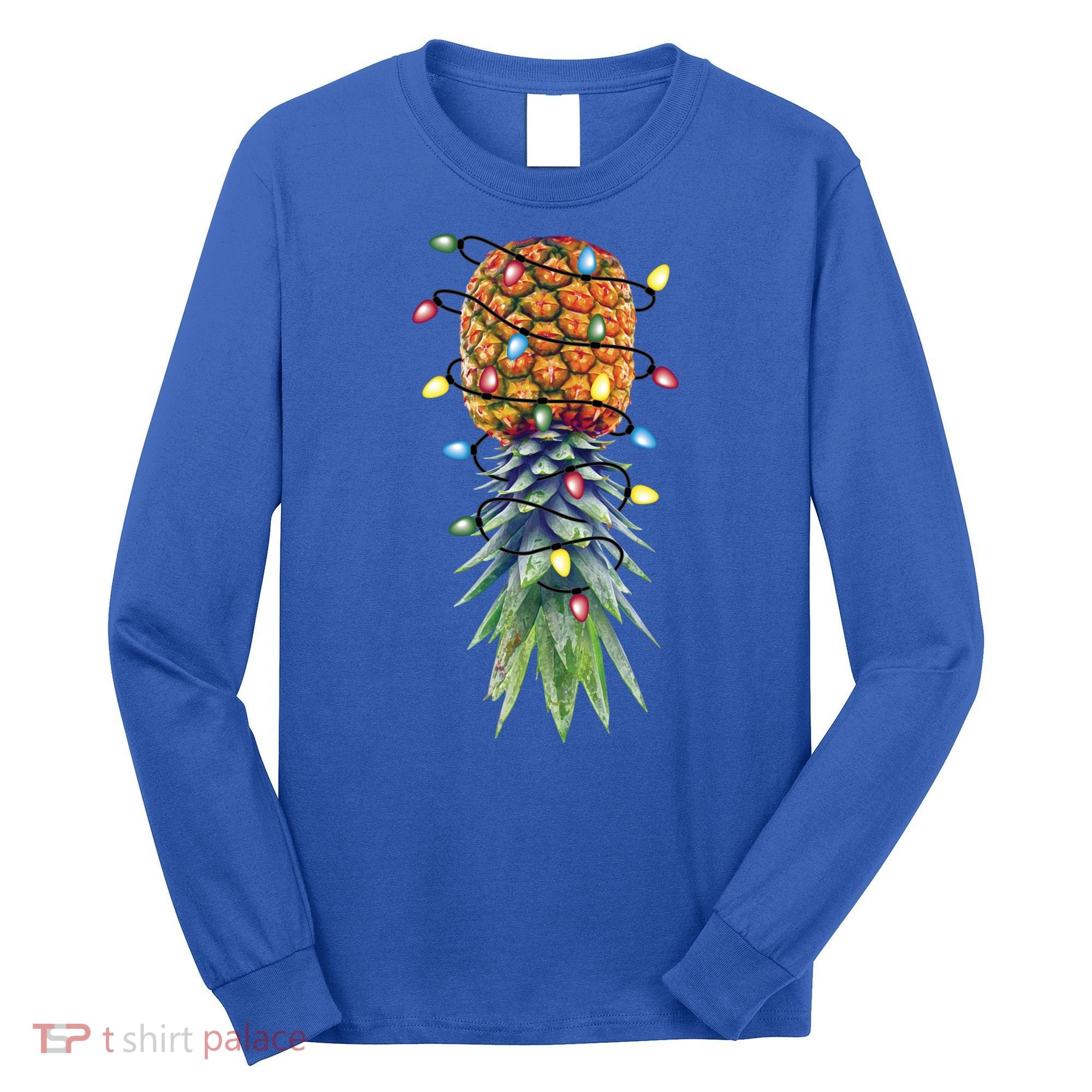 Funny Christmas Lights Upside Down Pineapple Swinger Funny Gift Long Sleeve Shirt