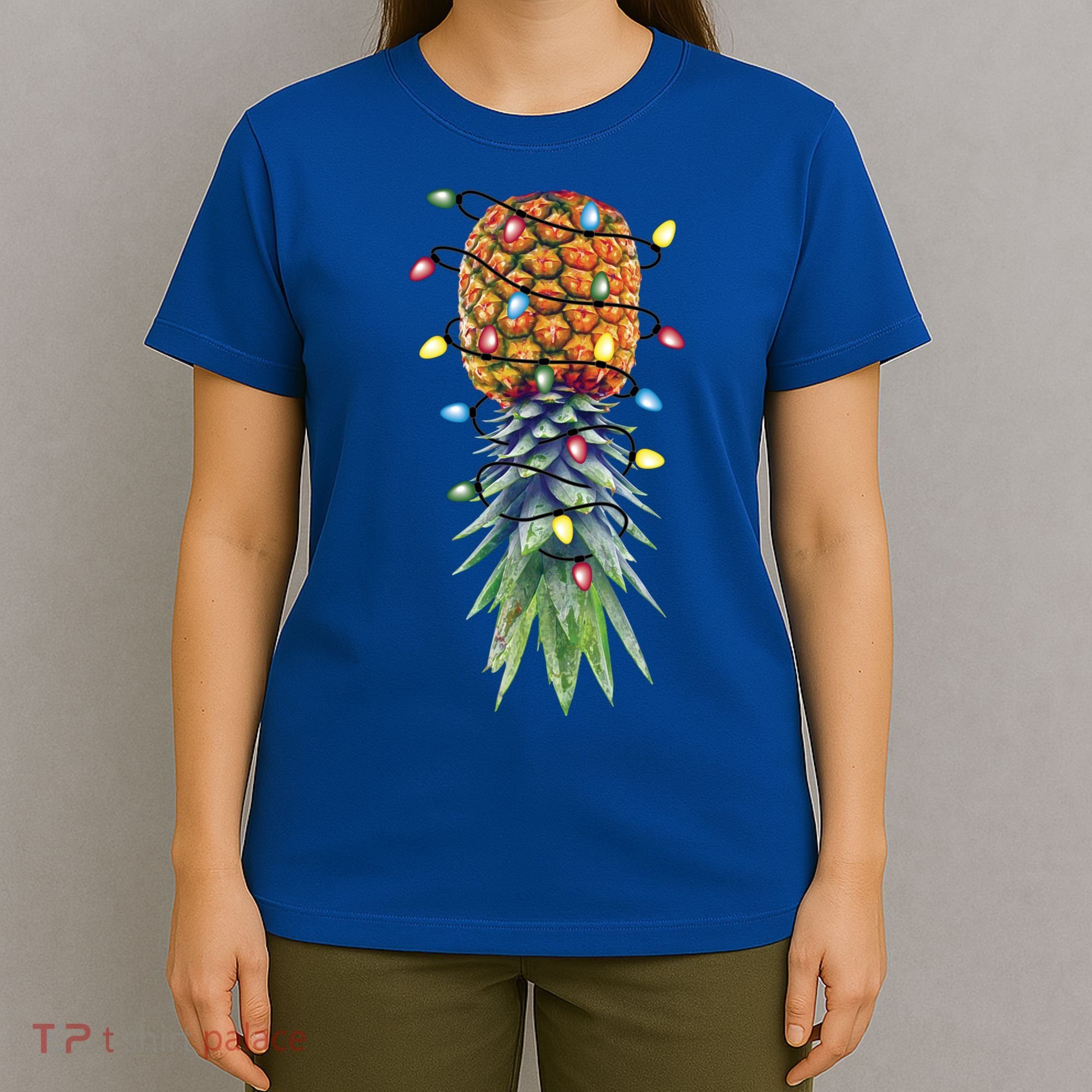 Funny Christmas Lights Upside Down Pineapple Swinger Funny Gift T-Shirt