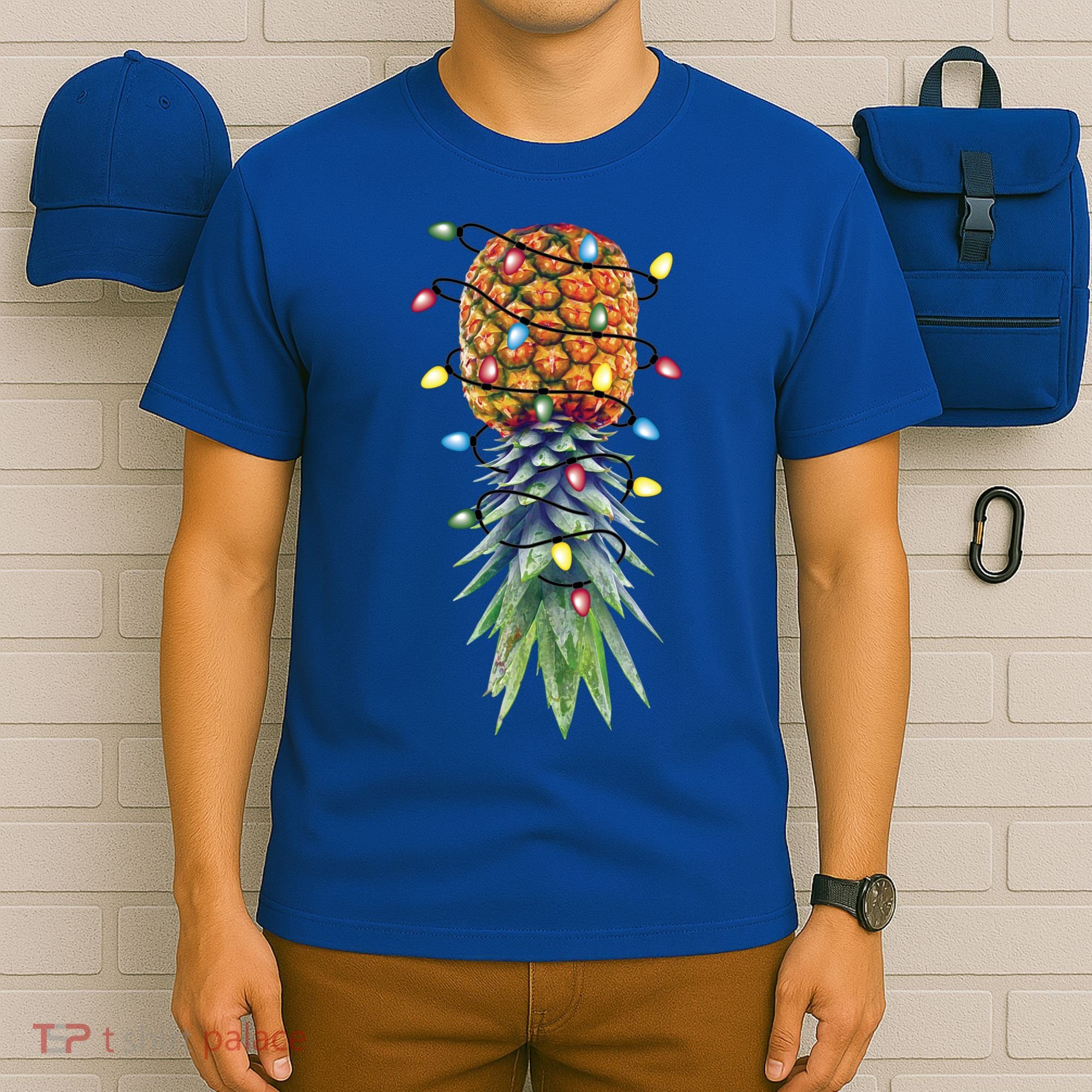 Funny Christmas Lights Upside Down Pineapple Swinger Funny Gift T-Shirt