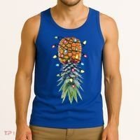Funny Christmas Lights Upside Down Pineapple Swinger Funny Gift Tank Top thumb 3