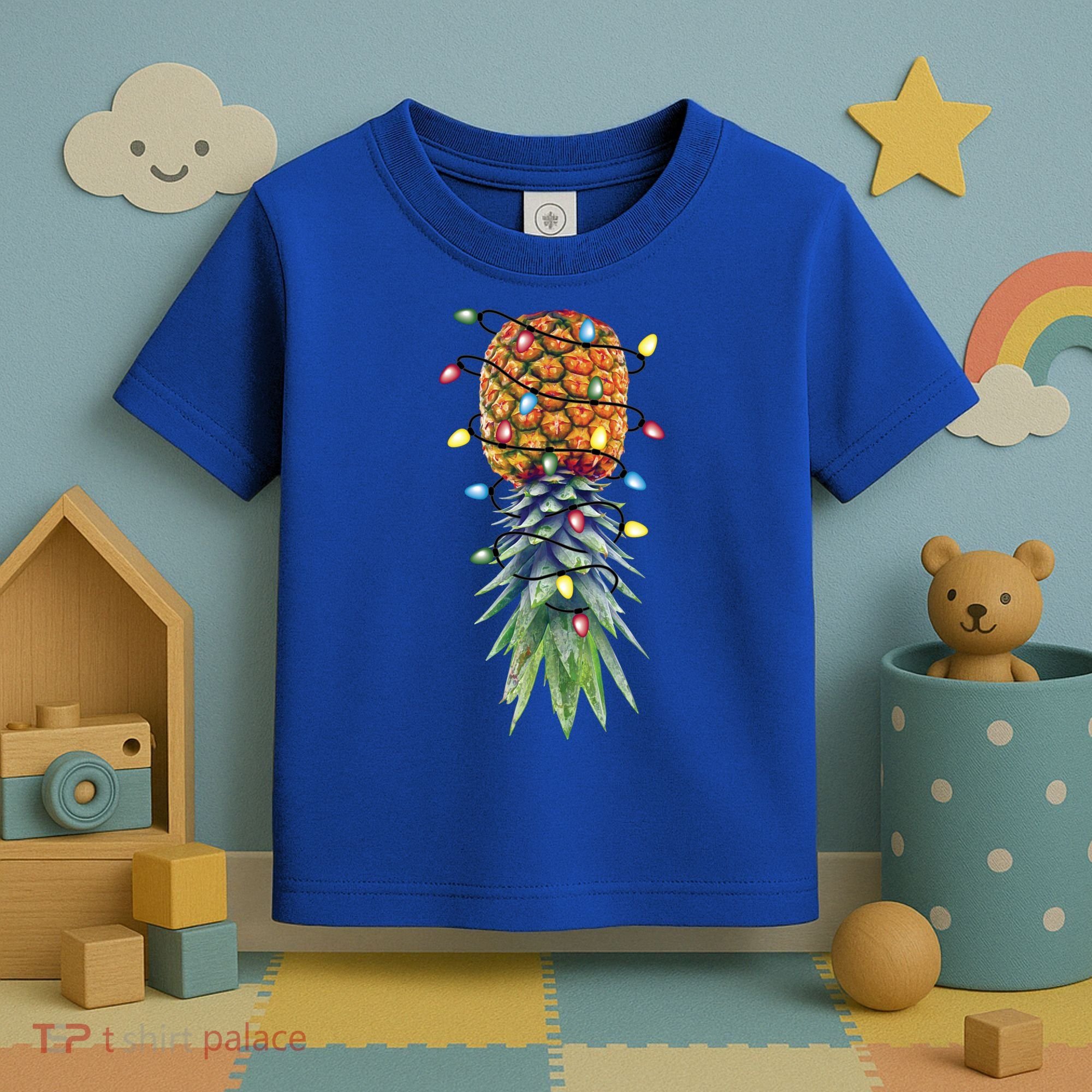 Funny Christmas Lights Upside Down Pineapple Swinger Funny Gift Toddler T-Shirt