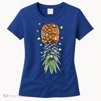 Funny Christmas Lights Upside Down Pineapple Swinger Funny Gift Women's T-Shirt