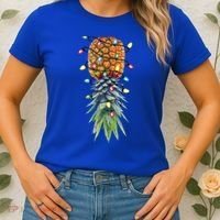 Funny Christmas Lights Upside Down Pineapple Swinger Funny Gift Women's T-Shirt thumb 2