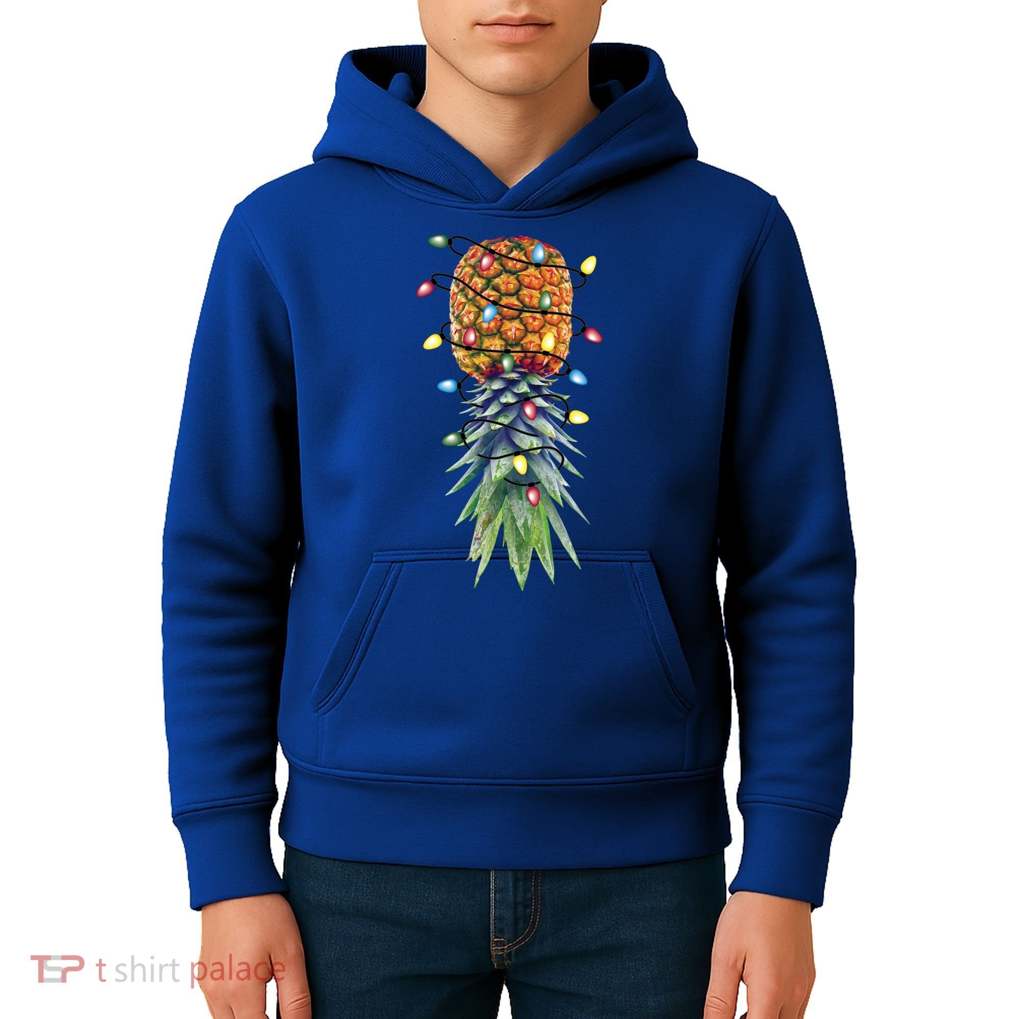 Funny Christmas Lights Upside Down Pineapple Swinger Funny Gift Kids Hoodie