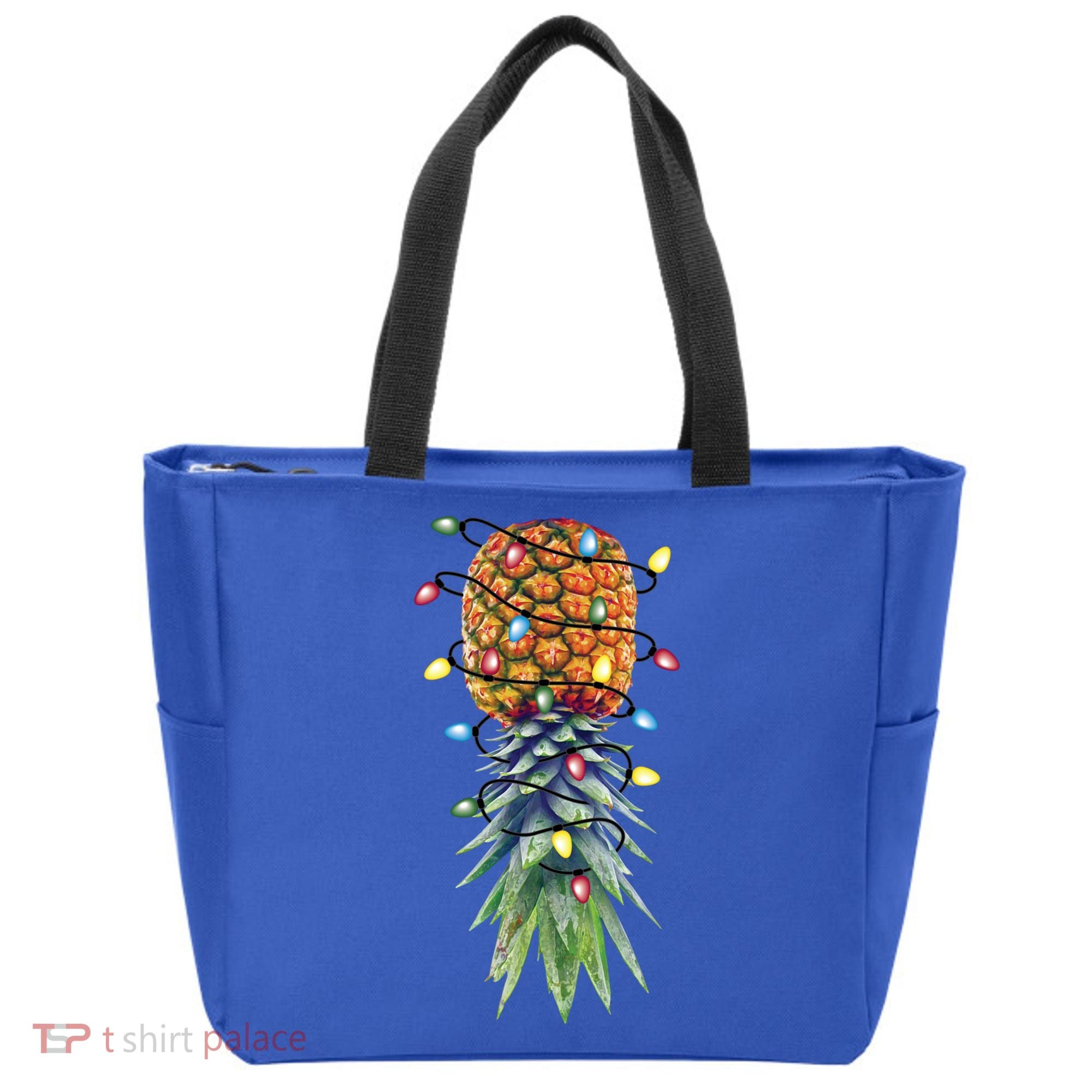 Funny Christmas Lights Upside Down Pineapple Swinger Funny Gift Tote Bag