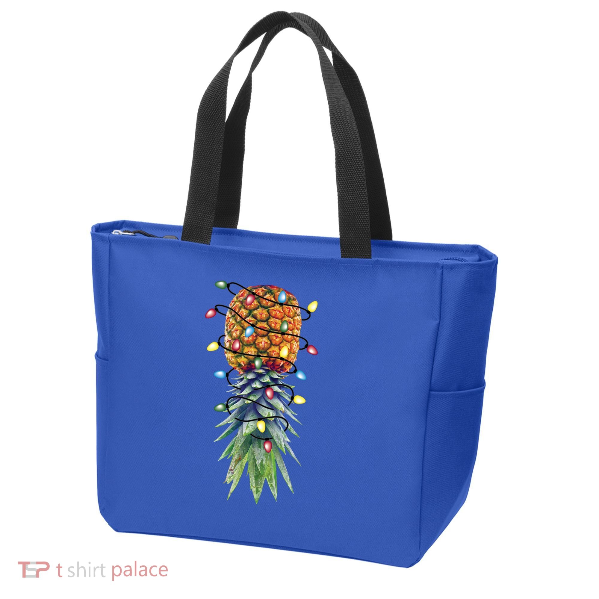 Funny Christmas Lights Upside Down Pineapple Swinger Funny Gift Tote Bag