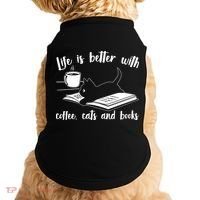Funny Cute Life Is Better With Coffee Cats And Books Doggie Tank thumb 0