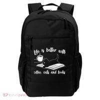 Funny Cute Life Is Better With Coffee Cats And Books Backpack thumb 0