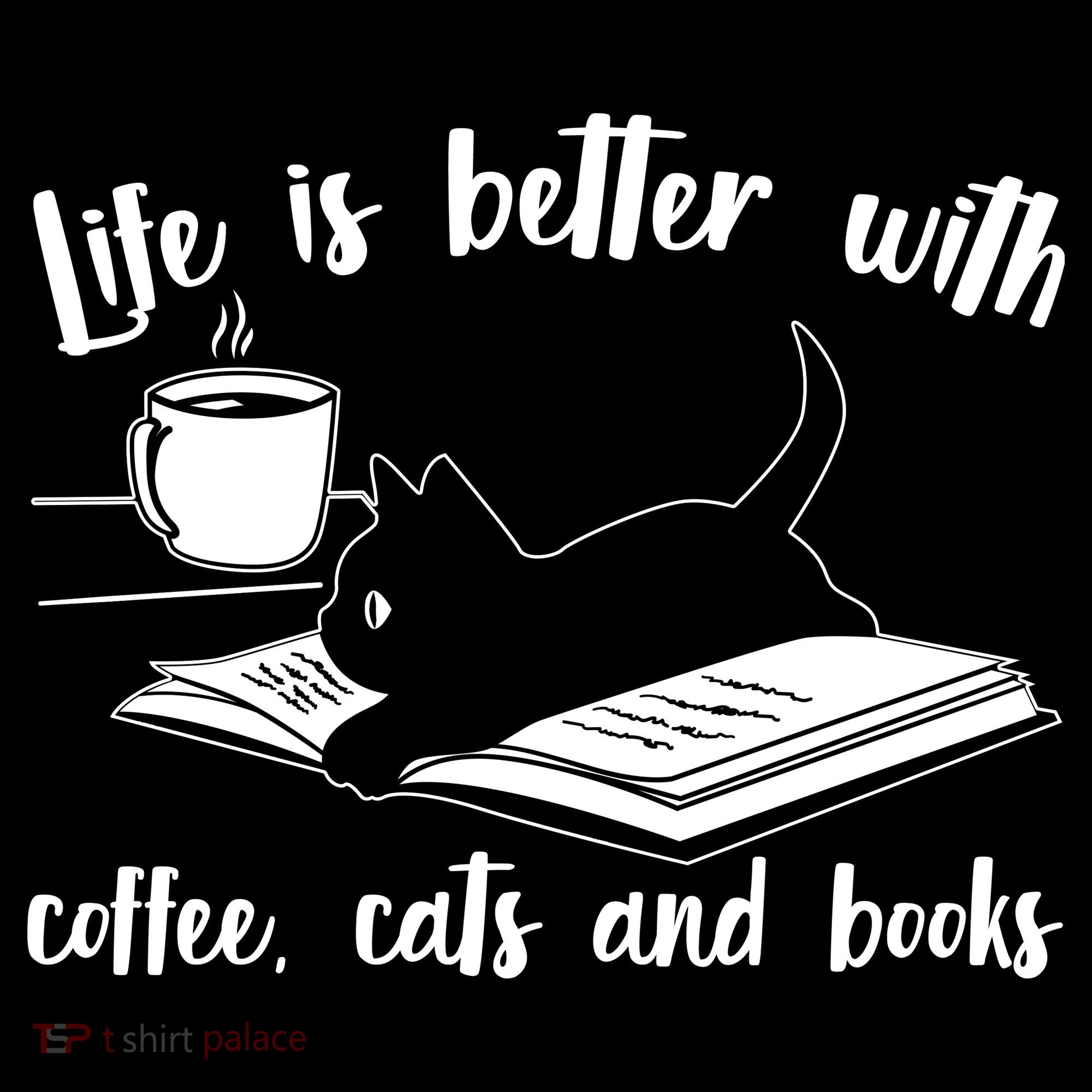 Funny Cute Life Is Better With Coffee Cats And Books Women's Hoodie