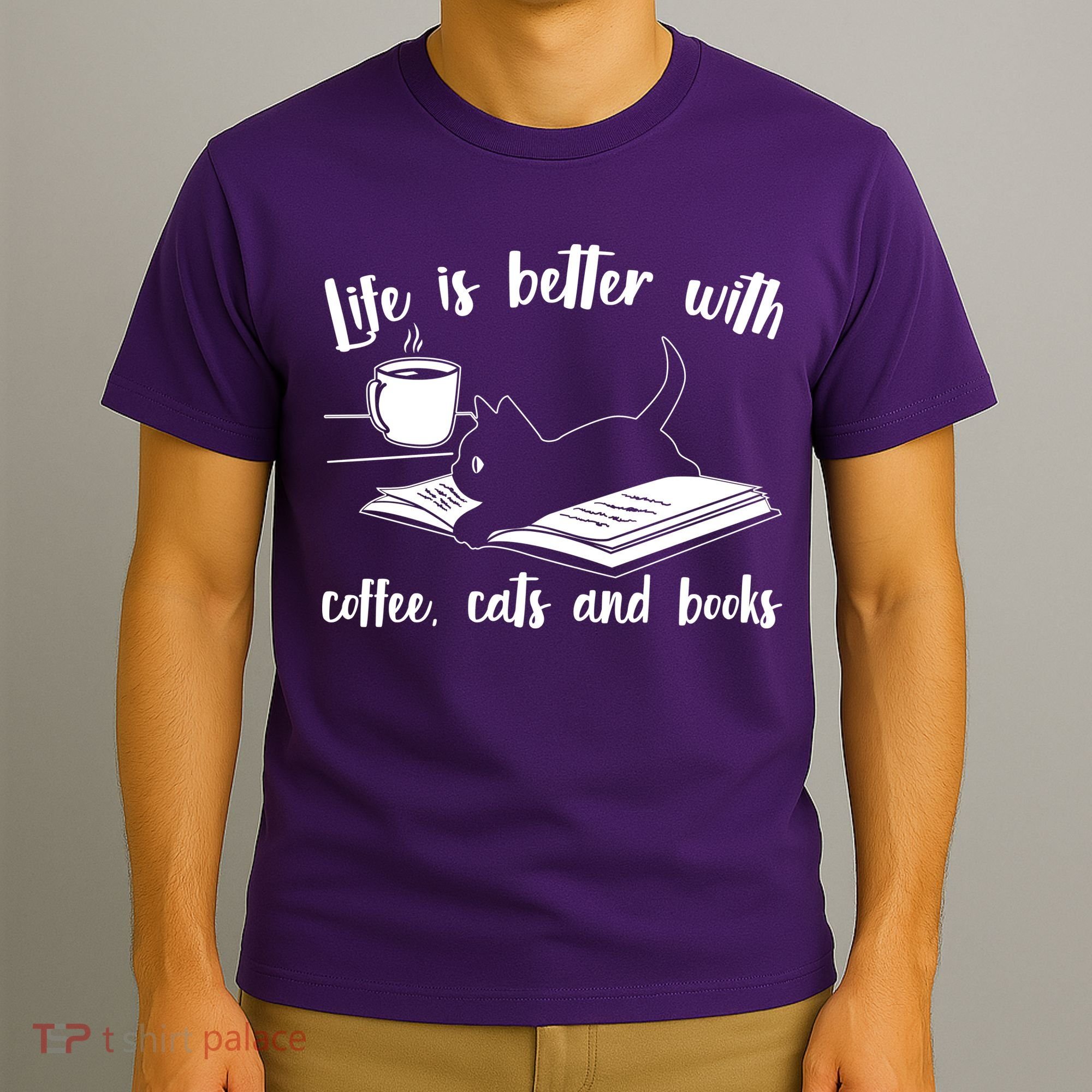 Funny Cute Life Is Better With Coffee Cats And Books T-Shirt