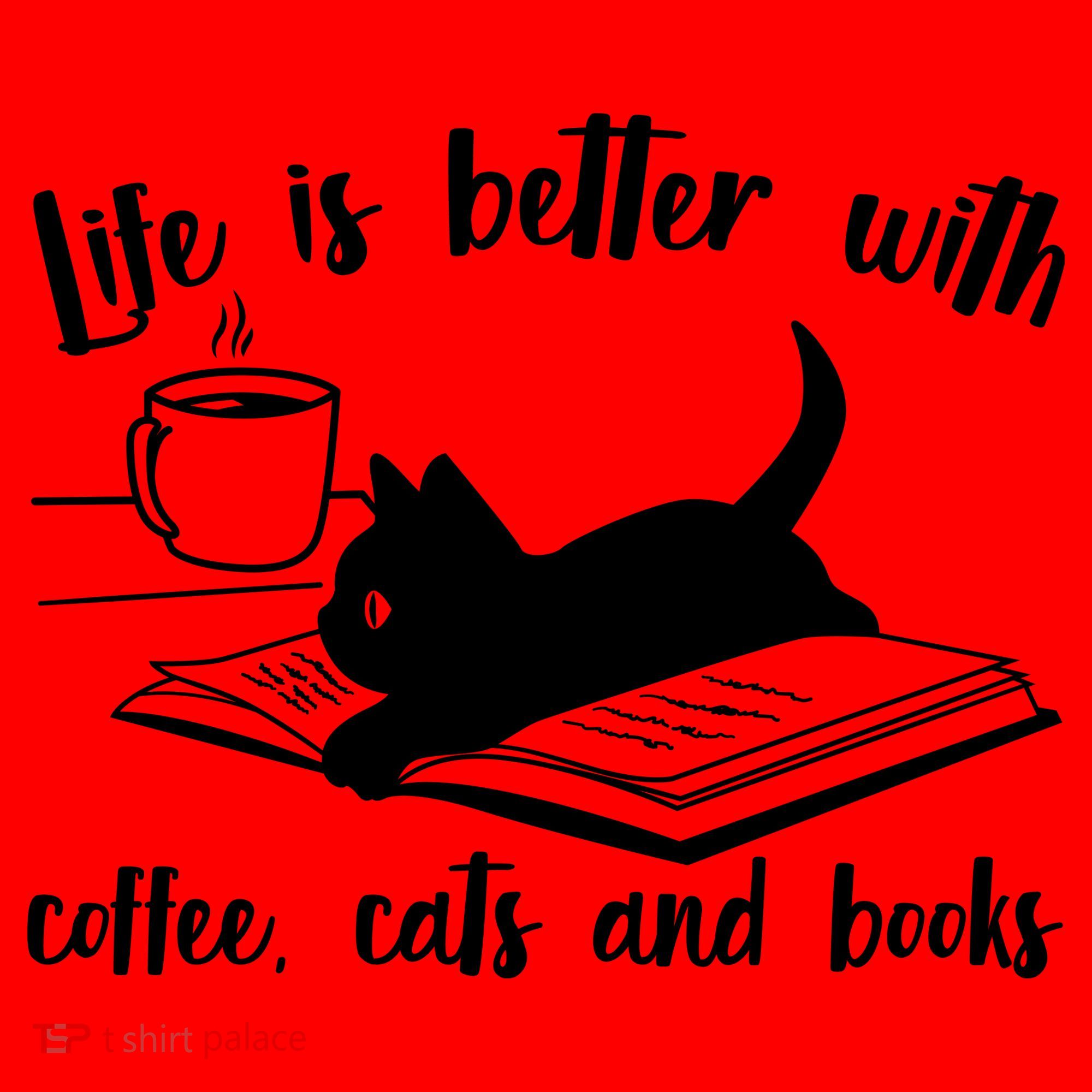 Funny Cute Life Is Better With Coffee Cats And Books Santa Hat