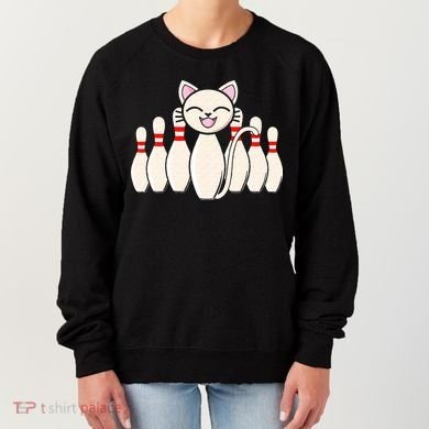 Funny Cat Lover Tee Bowling Pin Cat Bowler Bowling Player Women's Sweatshirt