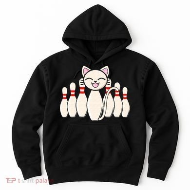 Funny Cat Lover Tee Bowling Pin Cat Bowler Bowling Player Hoodie