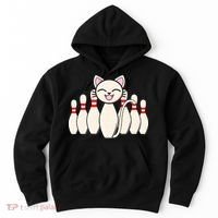 Funny Cat Lover Tee Bowling Pin Cat Bowler Bowling Player Hoodie thumb 0