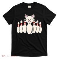 Funny Cat Lover Tee Bowling Pin Cat Bowler Bowling Player T-Shirt thumb 0