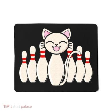 Funny Cat Lover Tee Bowling Pin Cat Bowler Bowling Player Mousepad