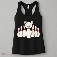 Funny Cat Lover Tee Bowling Pin Cat Bowler Bowling Player Women's Tank Top thumb 3