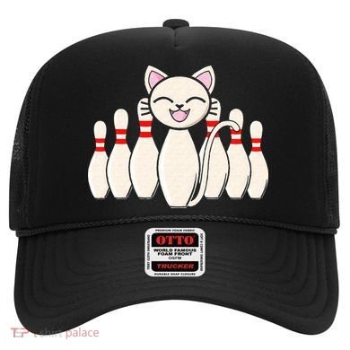 Funny Cat Lover Tee Bowling Pin Cat Bowler Bowling Player Hat