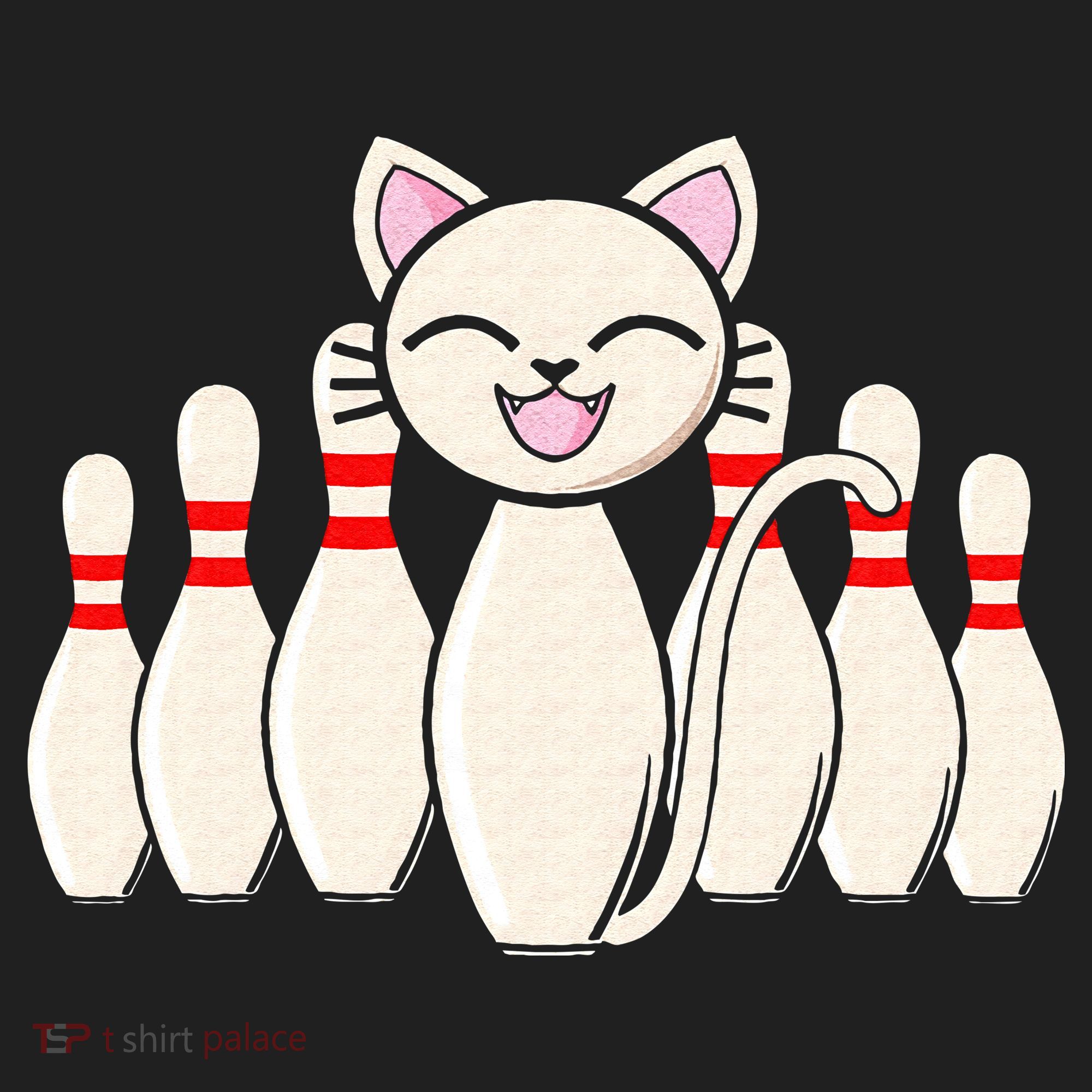 Funny Cat Lover Tee Bowling Pin Cat Bowler Bowling Player Hat