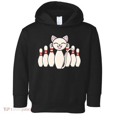 Funny Cat Lover Tee Bowling Pin Cat Bowler Bowling Player Toddler Hoodie
