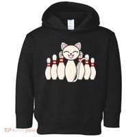 Funny Cat Lover Tee Bowling Pin Cat Bowler Bowling Player Toddler Hoodie thumb 0