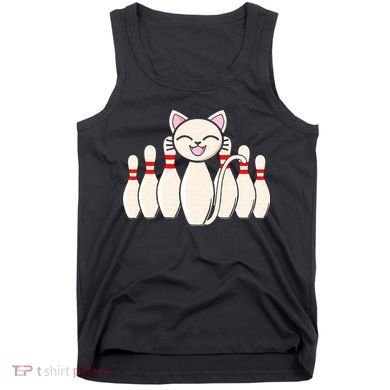 Funny Cat Lover Tee Bowling Pin Cat Bowler Bowling Player Tank Top