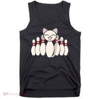 Funny Cat Lover Tee Bowling Pin Cat Bowler Bowling Player Tank Top thumb 0