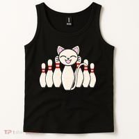 Funny Cat Lover Tee Bowling Pin Cat Bowler Bowling Player Tank Top thumb 2