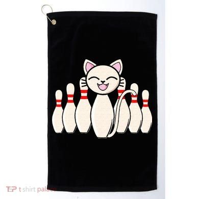 Funny Cat Lover Tee Bowling Pin Cat Bowler Bowling Player Golf Towel