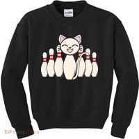 Funny Cat Lover Tee Bowling Pin Cat Bowler Bowling Player Kids Sweatshirt thumb 0