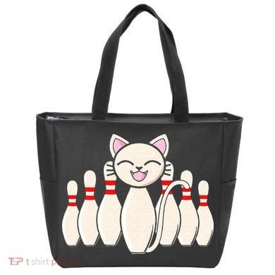 Funny Cat Lover Tee Bowling Pin Cat Bowler Bowling Player Tote Bag
